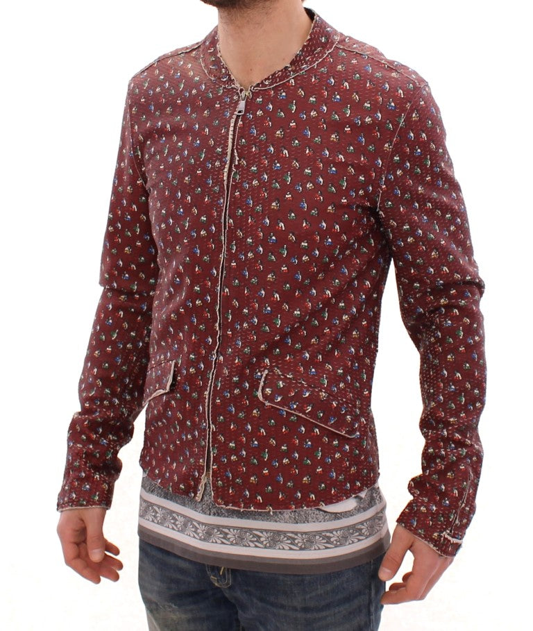 Manteau veste en cuir imprimé boxeur Dolce & Gabbana Bordeaux