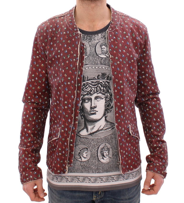 Manteau veste en cuir imprimé boxeur Dolce & Gabbana Bordeaux