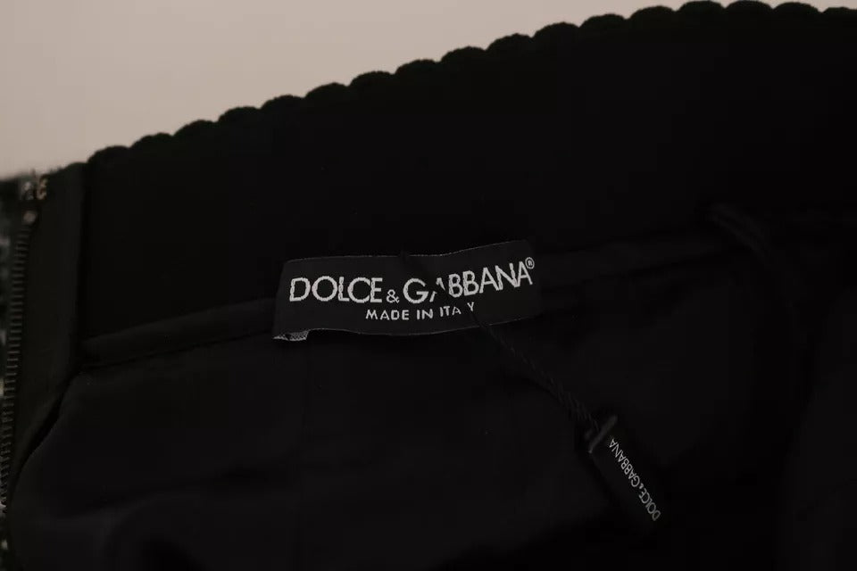 Mini-jupe en laine à carreaux noirs avec détails à volants Dolce & Gabbana