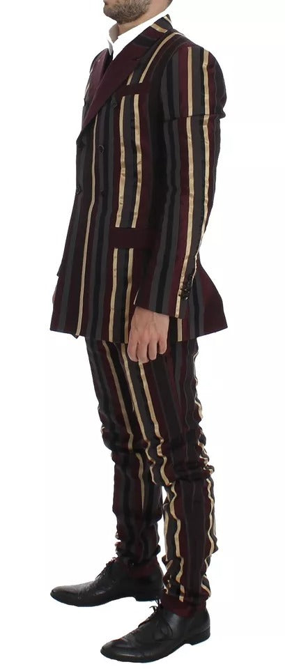 Costume gilet slim 3 pièces Dolce & Gabbana rayé multicolore défilé
