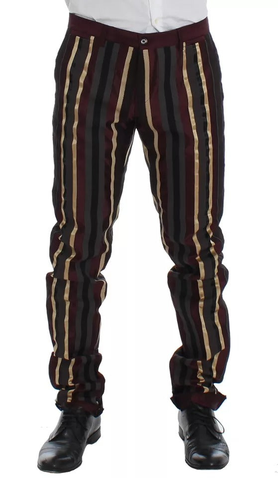 Costume gilet slim 3 pièces Dolce & Gabbana rayé multicolore défilé