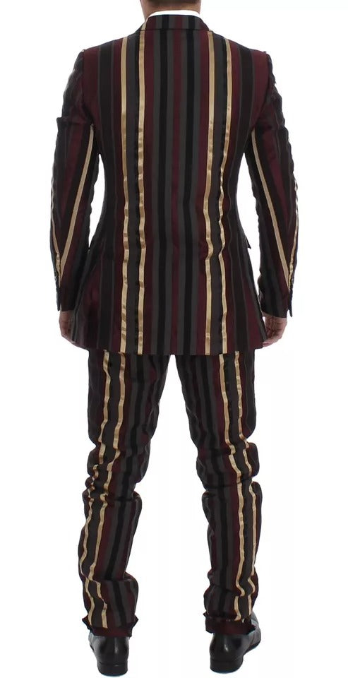 Costume gilet slim 3 pièces Dolce & Gabbana rayé multicolore défilé
