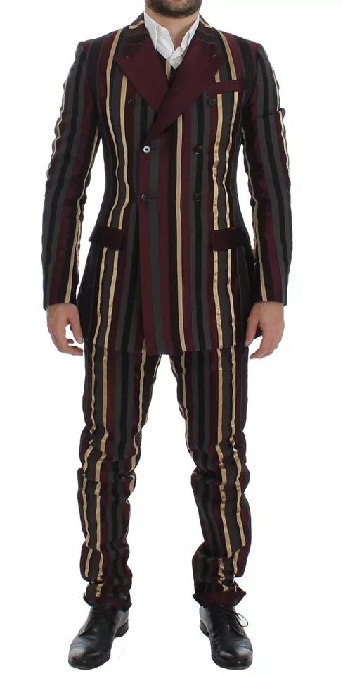 Costume gilet slim 3 pièces Dolce & Gabbana rayé multicolore défilé