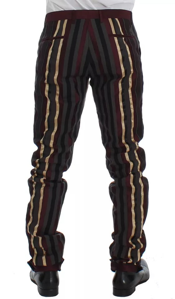 Costume gilet slim 3 pièces Dolce & Gabbana rayé multicolore défilé