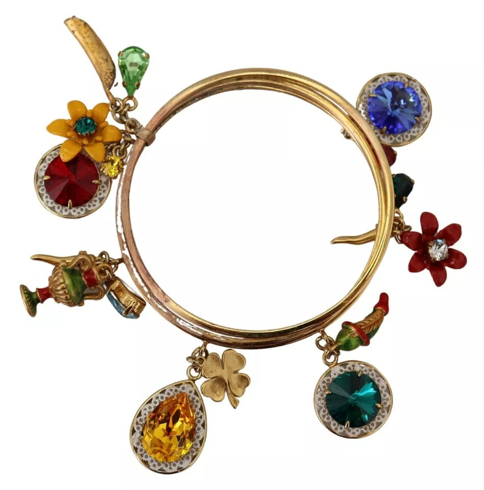 Dolce &amp; Gabbana Armreif aus Messing in Goldtönen mit mehrfarbigem Kristall