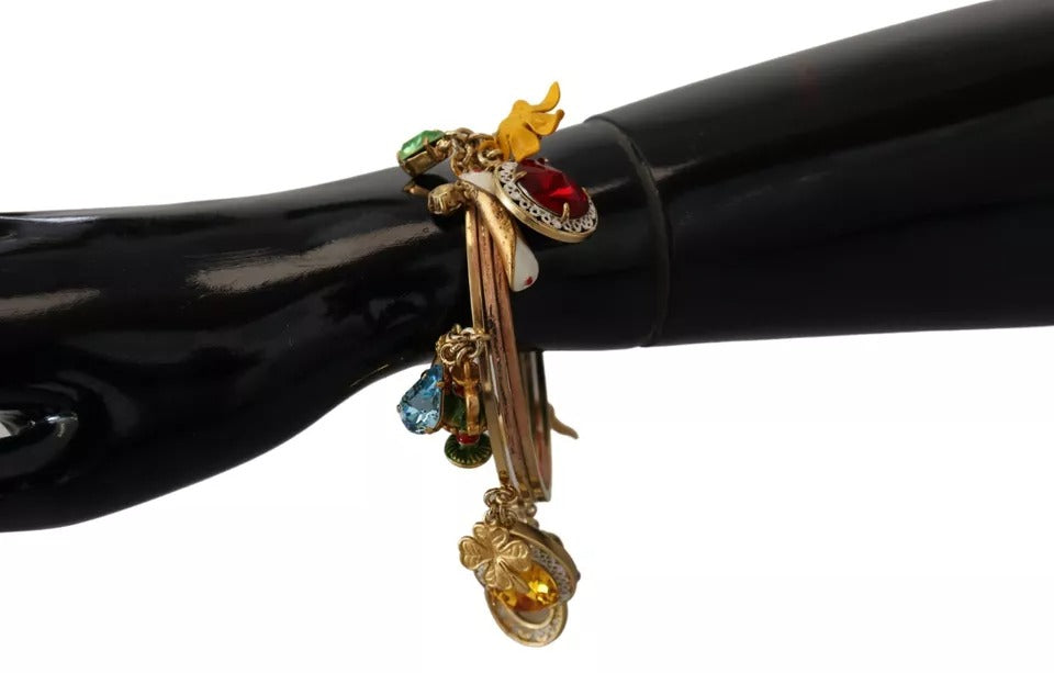 Dolce &amp; Gabbana Armreif aus Messing in Goldtönen mit mehrfarbigem Kristall