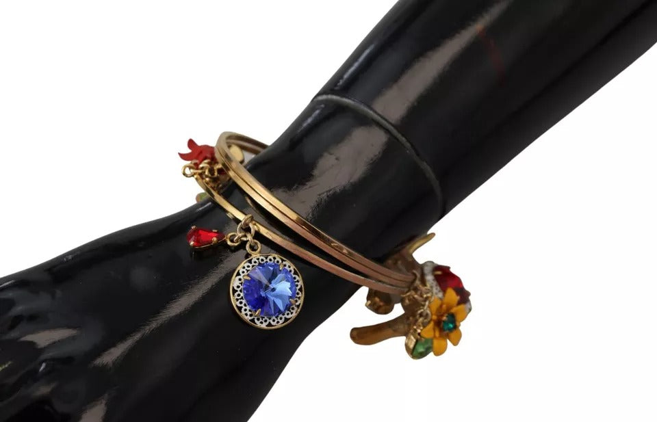 Dolce &amp; Gabbana Armreif aus Messing in Goldtönen mit mehrfarbigem Kristall