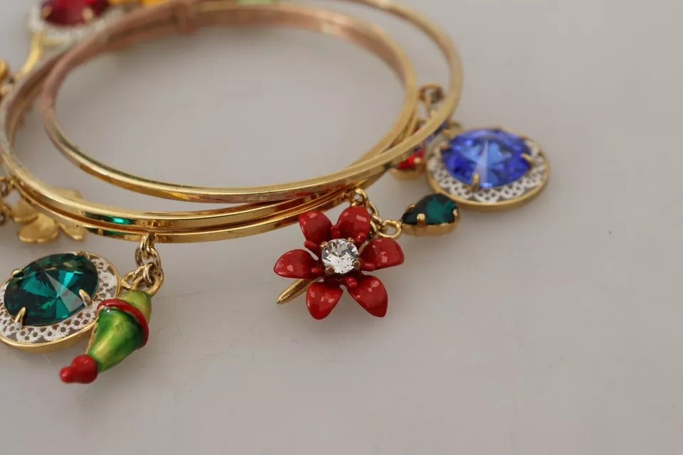 Dolce &amp; Gabbana Armreif aus Messing in Goldtönen mit mehrfarbigem Kristall