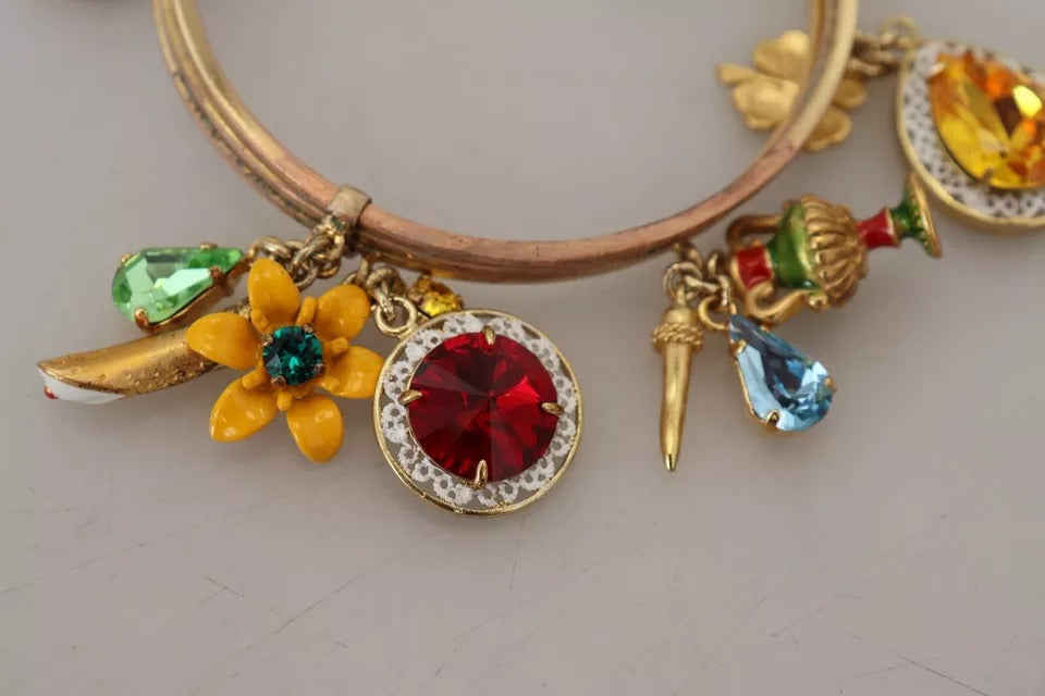 Dolce &amp; Gabbana Armreif aus Messing in Goldtönen mit mehrfarbigem Kristall