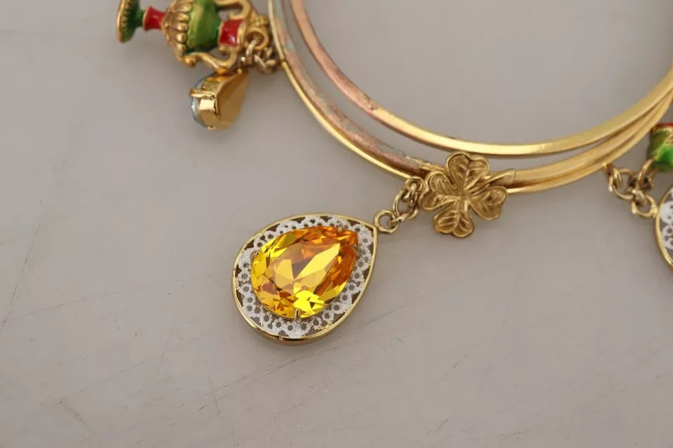 Dolce &amp; Gabbana Armreif aus Messing in Goldtönen mit mehrfarbigem Kristall