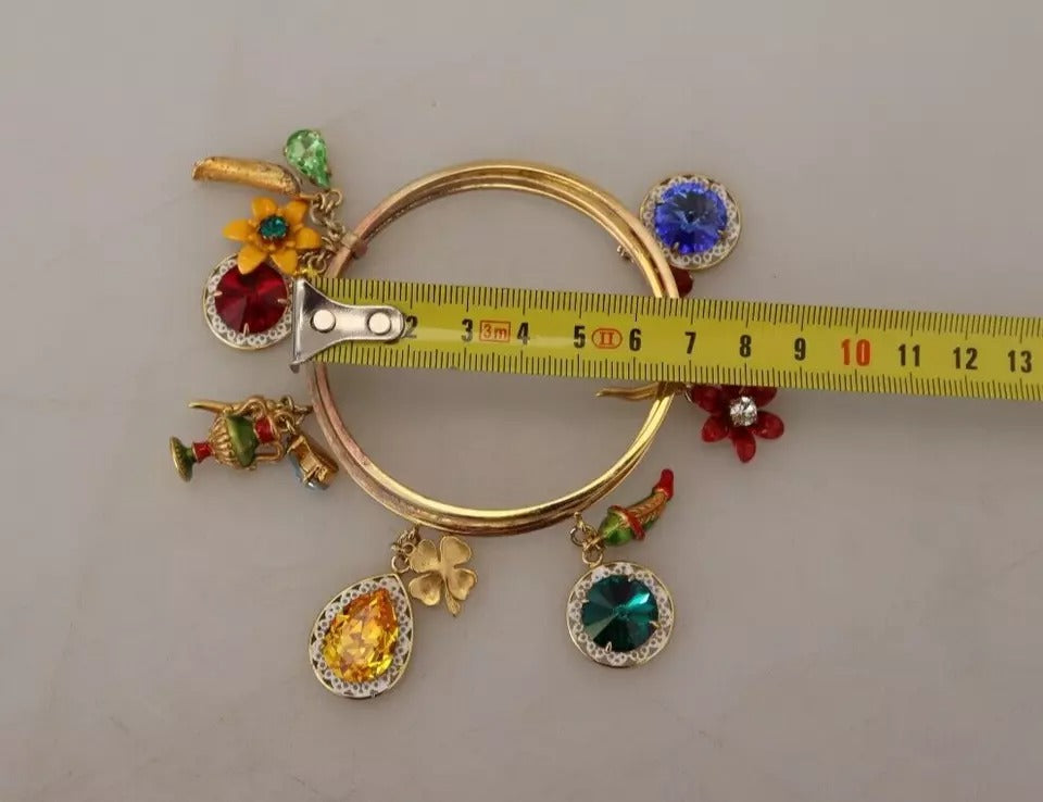 Dolce &amp; Gabbana Armreif aus Messing in Goldtönen mit mehrfarbigem Kristall