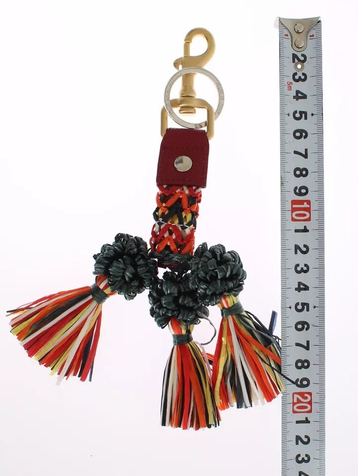 Dolce &amp; Gabbana – Schlüsselanhänger mit mehrfarbigem Raffia-Lederverschluss