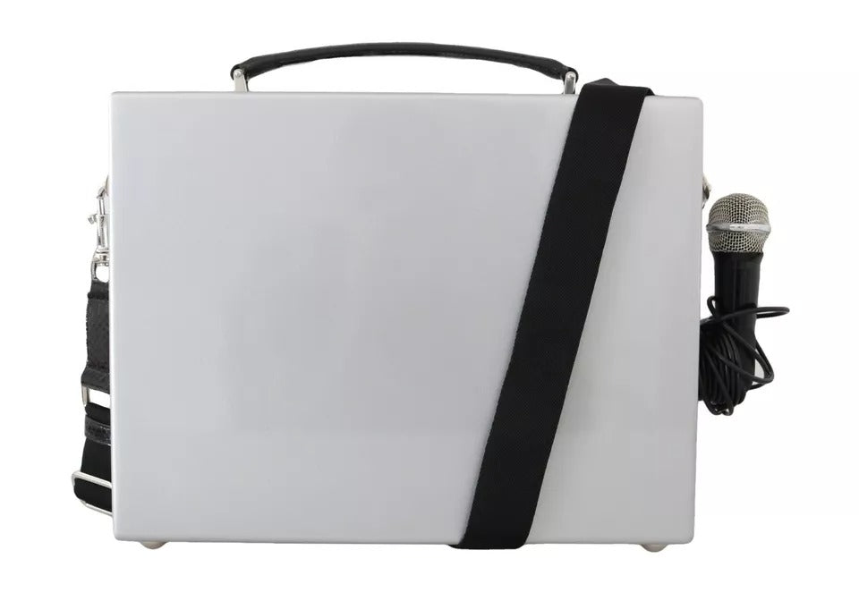 Sac en bois fait main Dolce & Gabbana Silver Retro Radio Boombox Édition Limitée