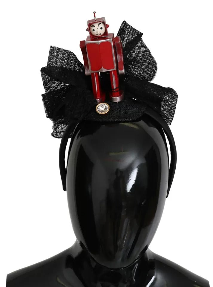 Dolce &amp; Gabbana Rot Schwarz Roboter Klar Kristall Stirnband Tiara Diadem