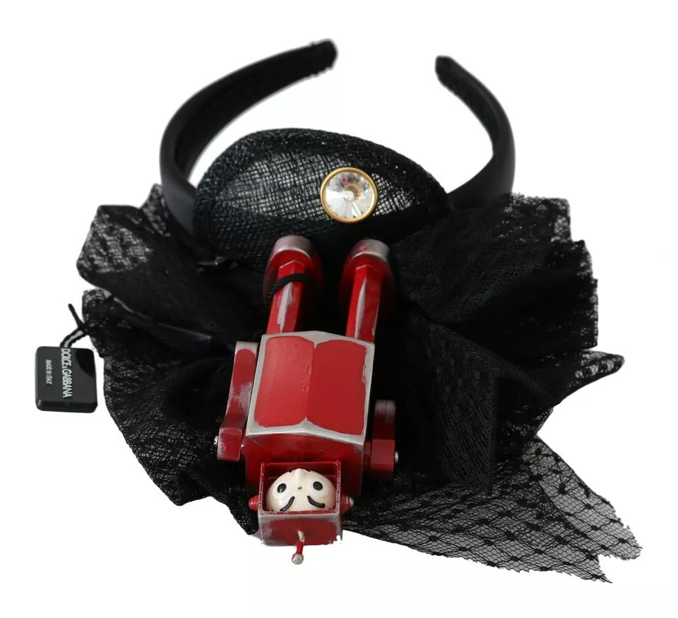 Dolce &amp; Gabbana Rot Schwarz Roboter Klar Kristall Stirnband Tiara Diadem