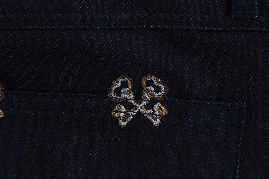 Jean KATE Dolce & Gabbana bleu brodé clé coupe ajustée