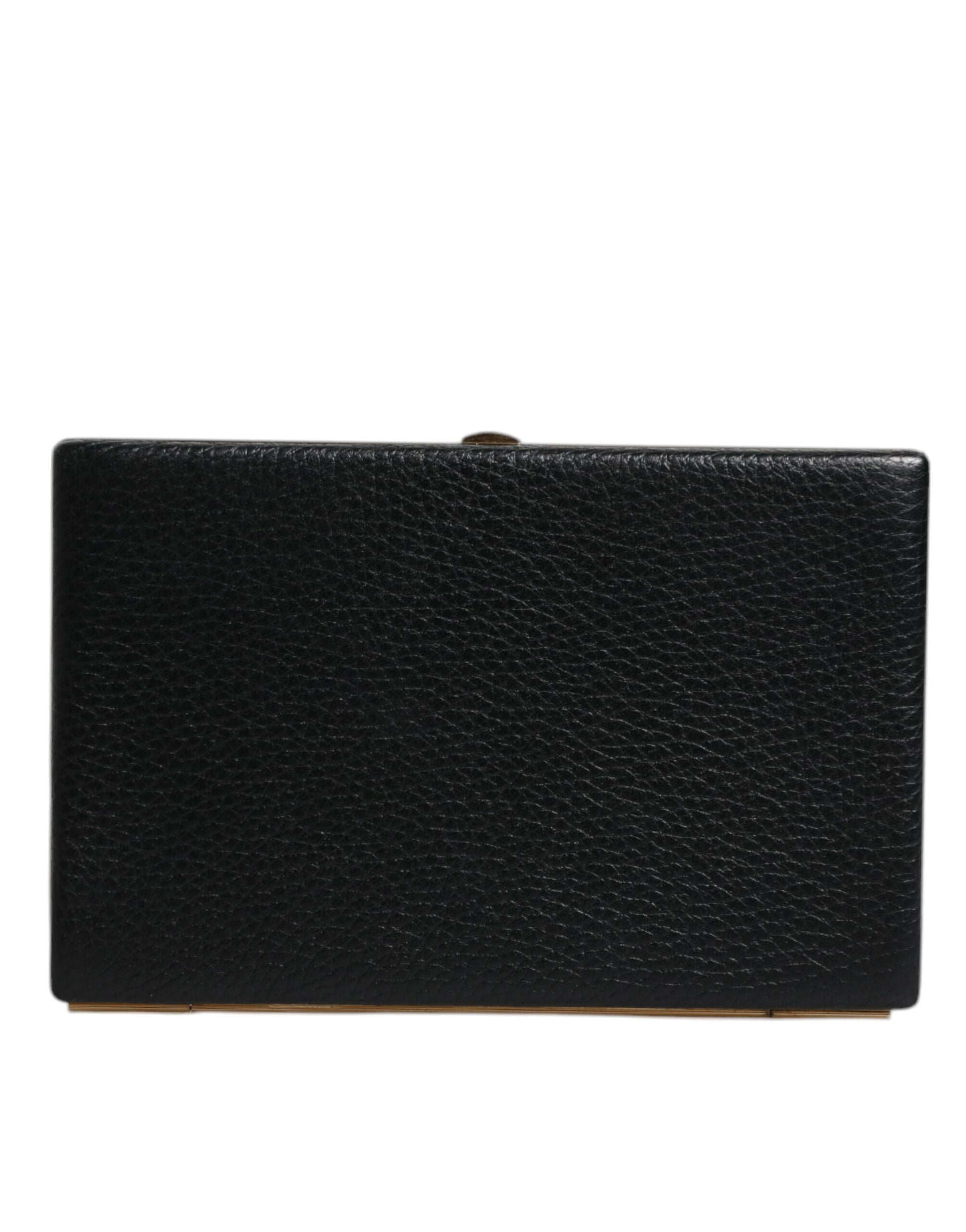 Sac de soirée Dolce & Gabbana en cuir noir avec pochette à cadre doré