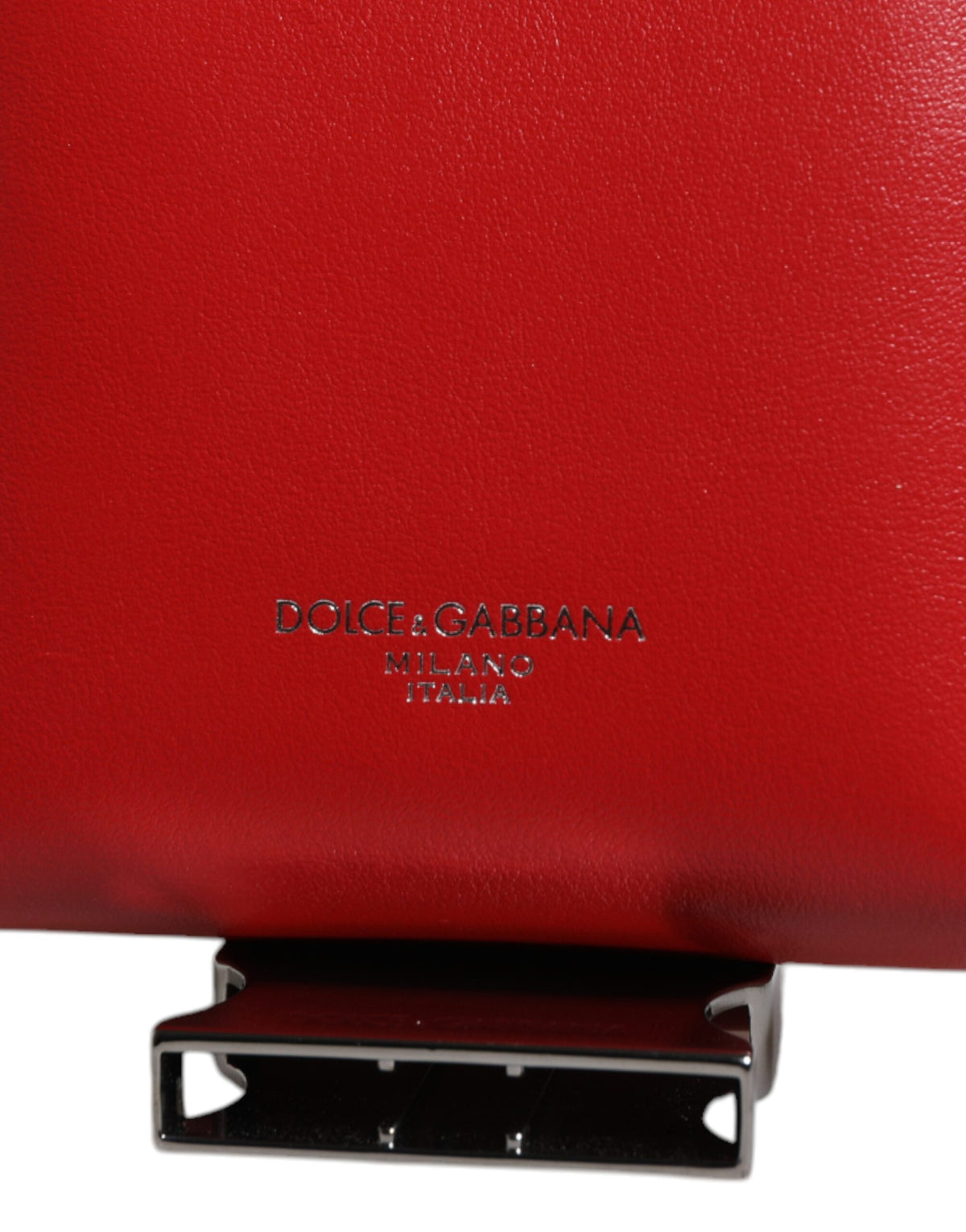 Dolce & Gabbana Rotes Leder Logo Reißverschluss Kartenetui Breiter Riemen Geldbörse