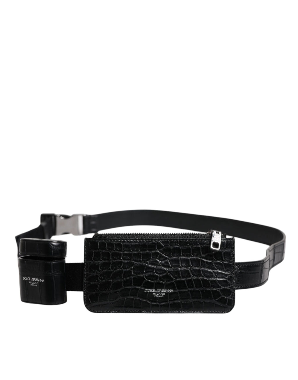 Dolce & Gabbana Étui AirPods Portefeuille en Cuir d'Alligator Noir