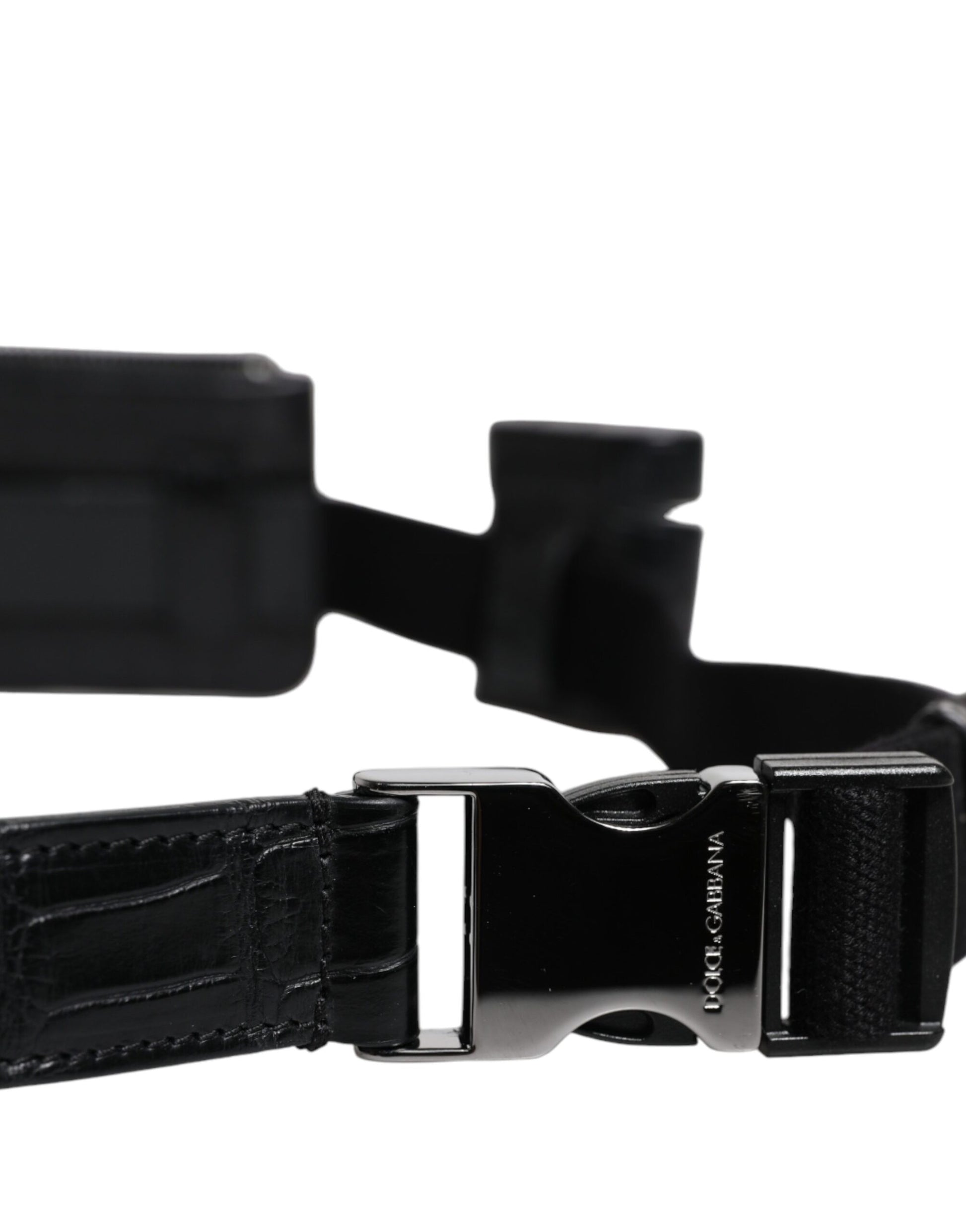 Dolce & Gabbana Étui AirPods Portefeuille en Cuir d'Alligator Noir