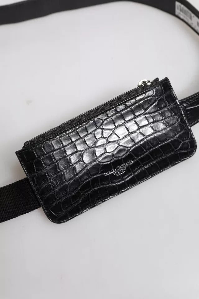 Dolce & Gabbana Étui AirPods Portefeuille en Cuir d'Alligator Noir
