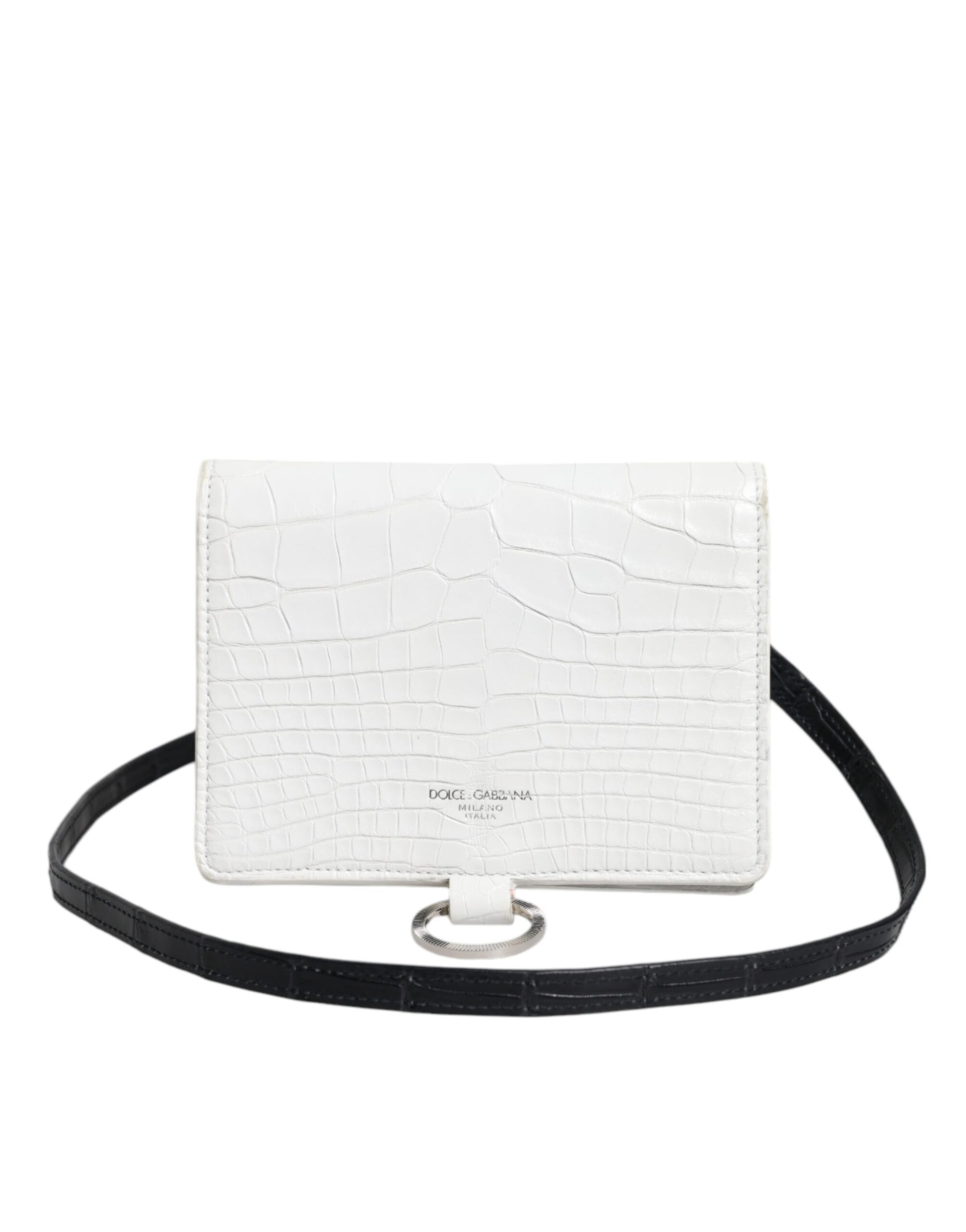 Portefeuille bandoulière croisé Dolce & Gabbana en cuir blanc et bleu