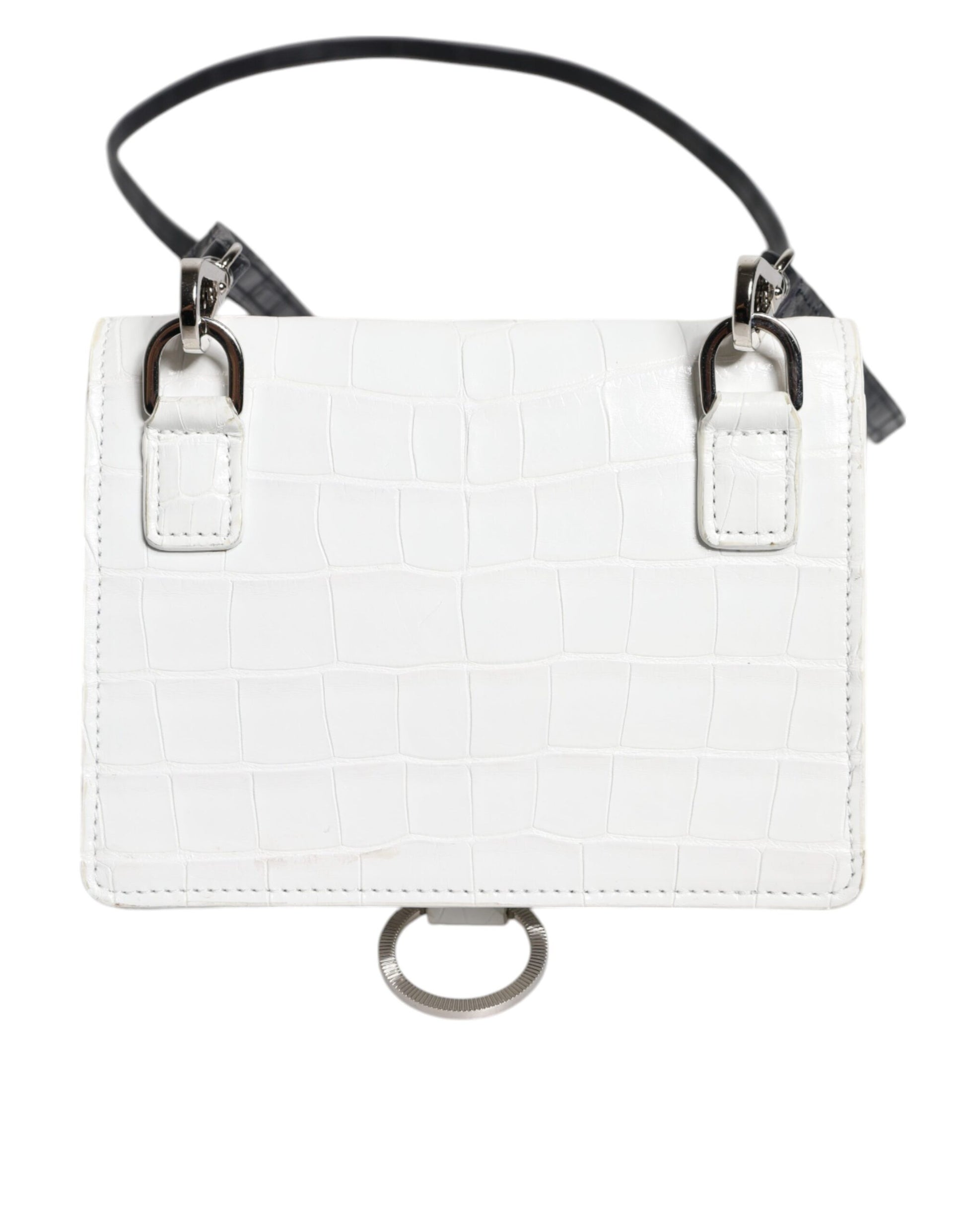 Portefeuille bandoulière croisé Dolce & Gabbana en cuir blanc et bleu