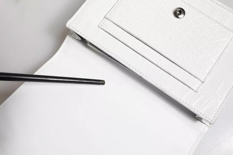 Portefeuille bandoulière croisé Dolce & Gabbana en cuir blanc et bleu