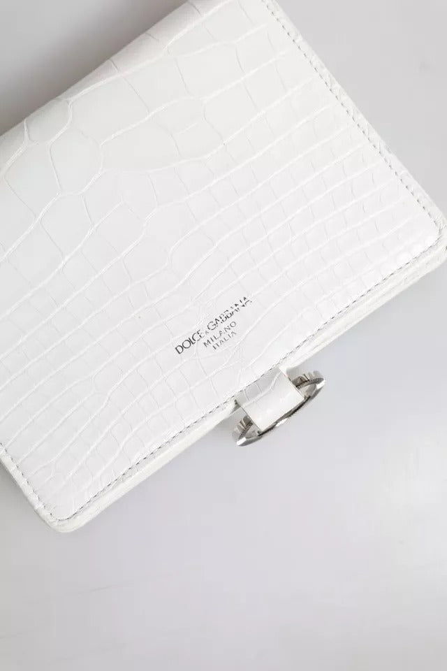 Portefeuille bandoulière croisé Dolce & Gabbana en cuir blanc et bleu