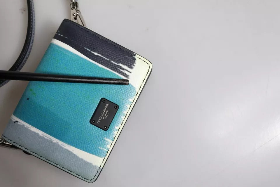 Dolce & Gabbana Zweifarbiges Leder DG Logo Bifold Kartenetui Portemonnaie