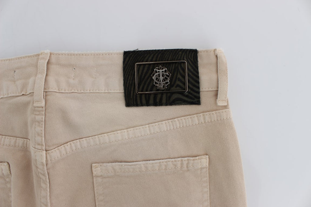 Cavalli Slim Fit Jeans aus Baumwollstretch in Beige-Waschung