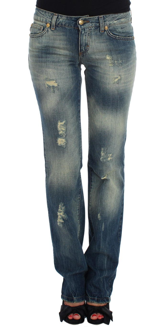 Cavalli – Blaue Jeans mit niedriger Taille aus Baumwolle