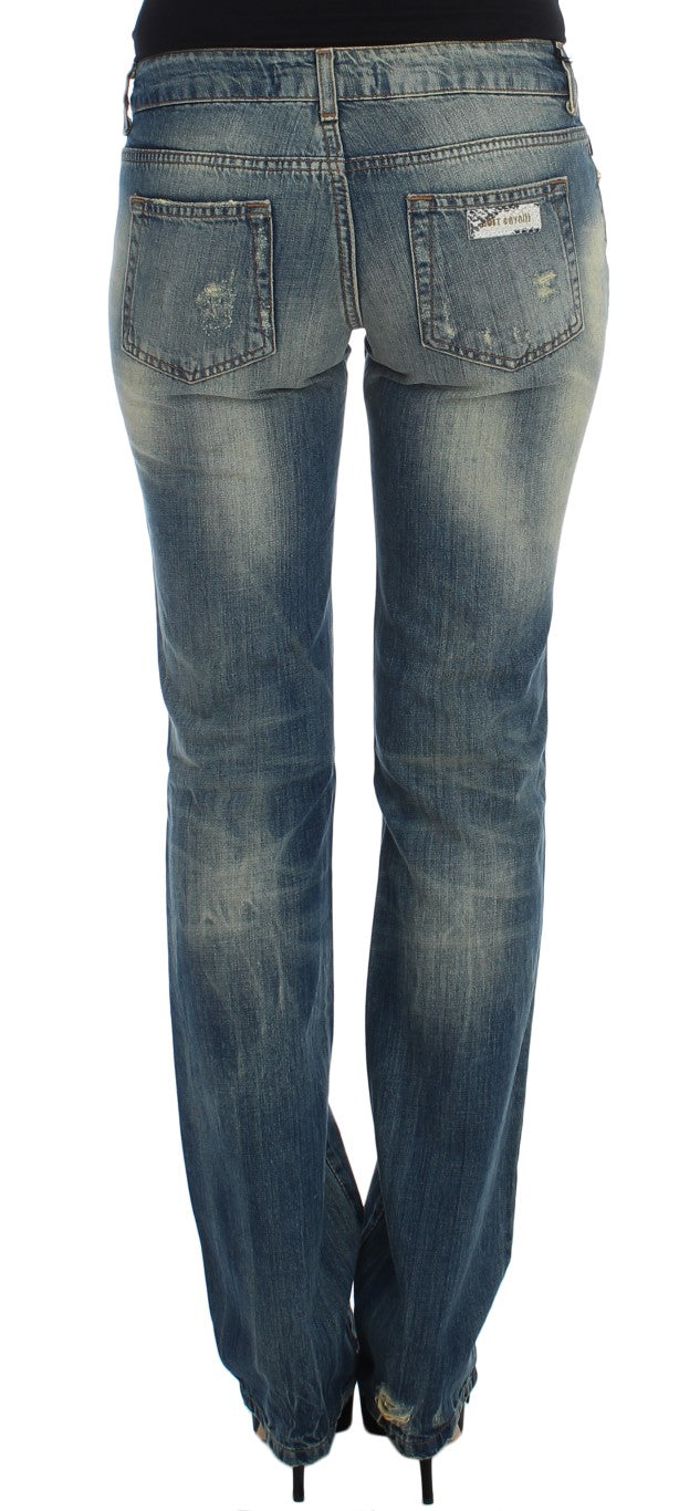 Cavalli – Blaue Jeans mit niedriger Taille aus Baumwolle