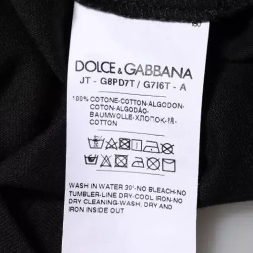 T-shirt ras du cou en coton noir à logo imprimé Dolce & Gabbana