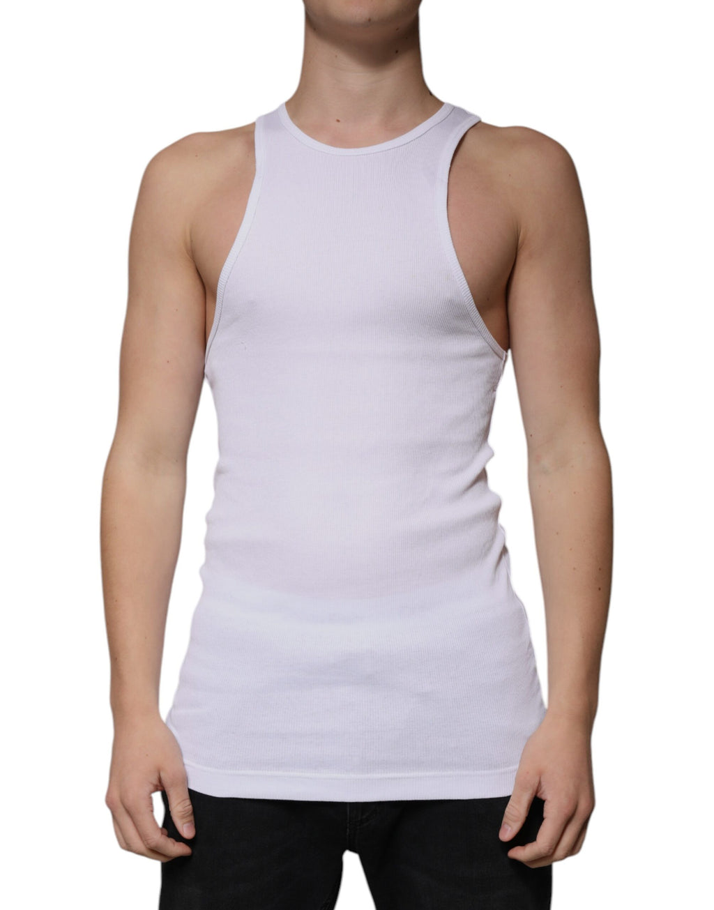 Débardeur Dolce & Gabbana en coton blanc sans manches à col rond