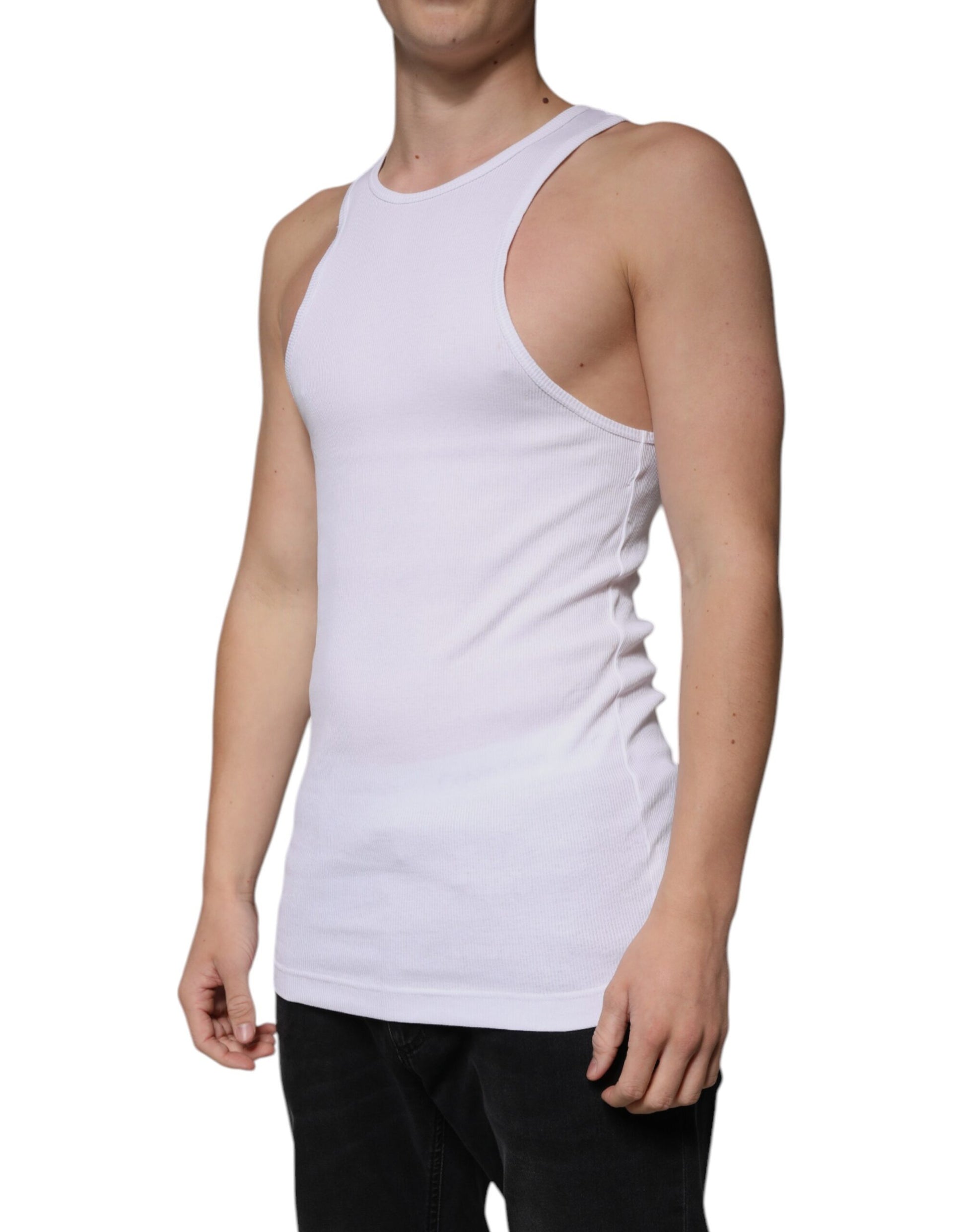 Débardeur Dolce & Gabbana en coton blanc sans manches à col rond