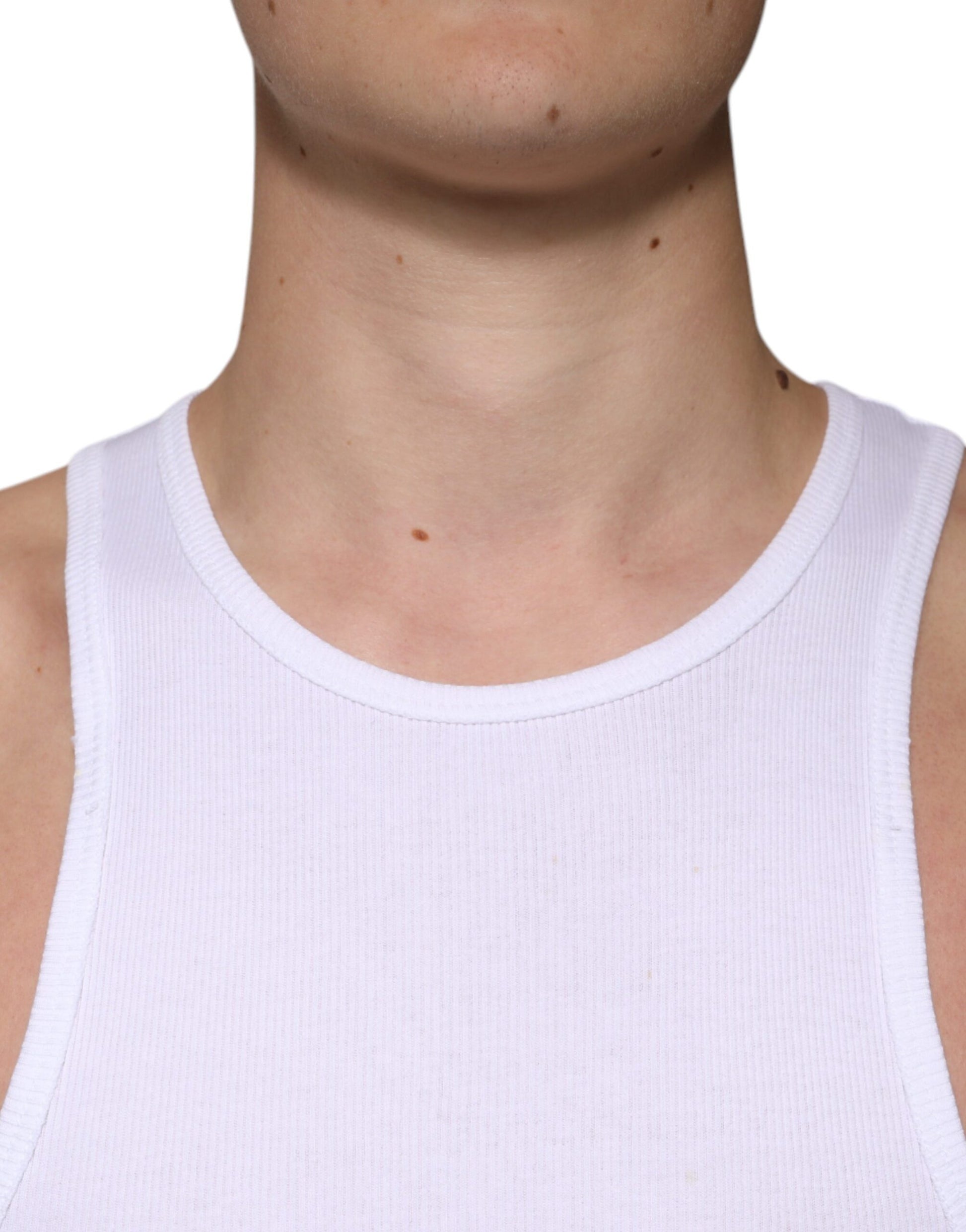 Débardeur Dolce & Gabbana en coton blanc sans manches à col rond