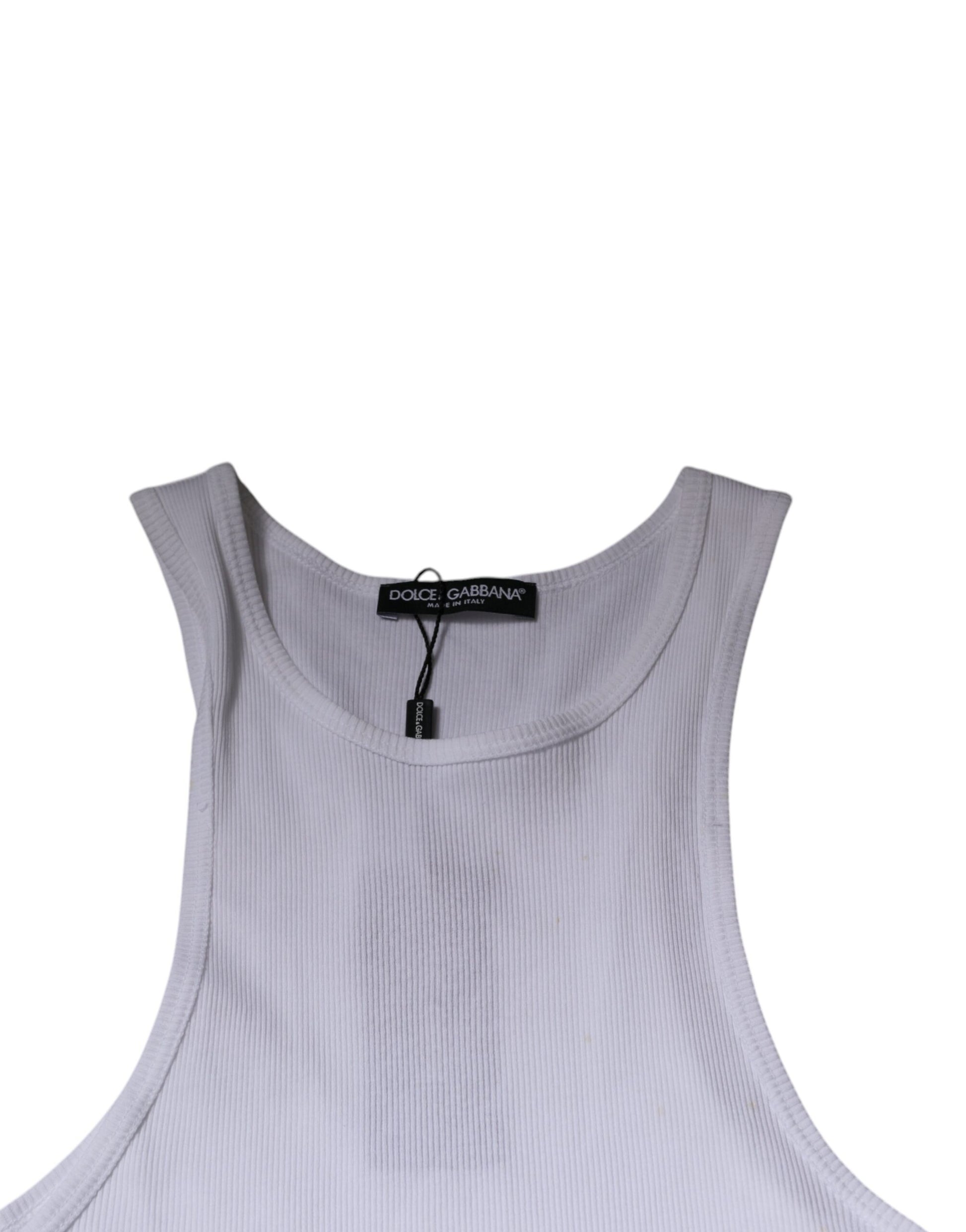 Débardeur Dolce & Gabbana en coton blanc sans manches à col rond