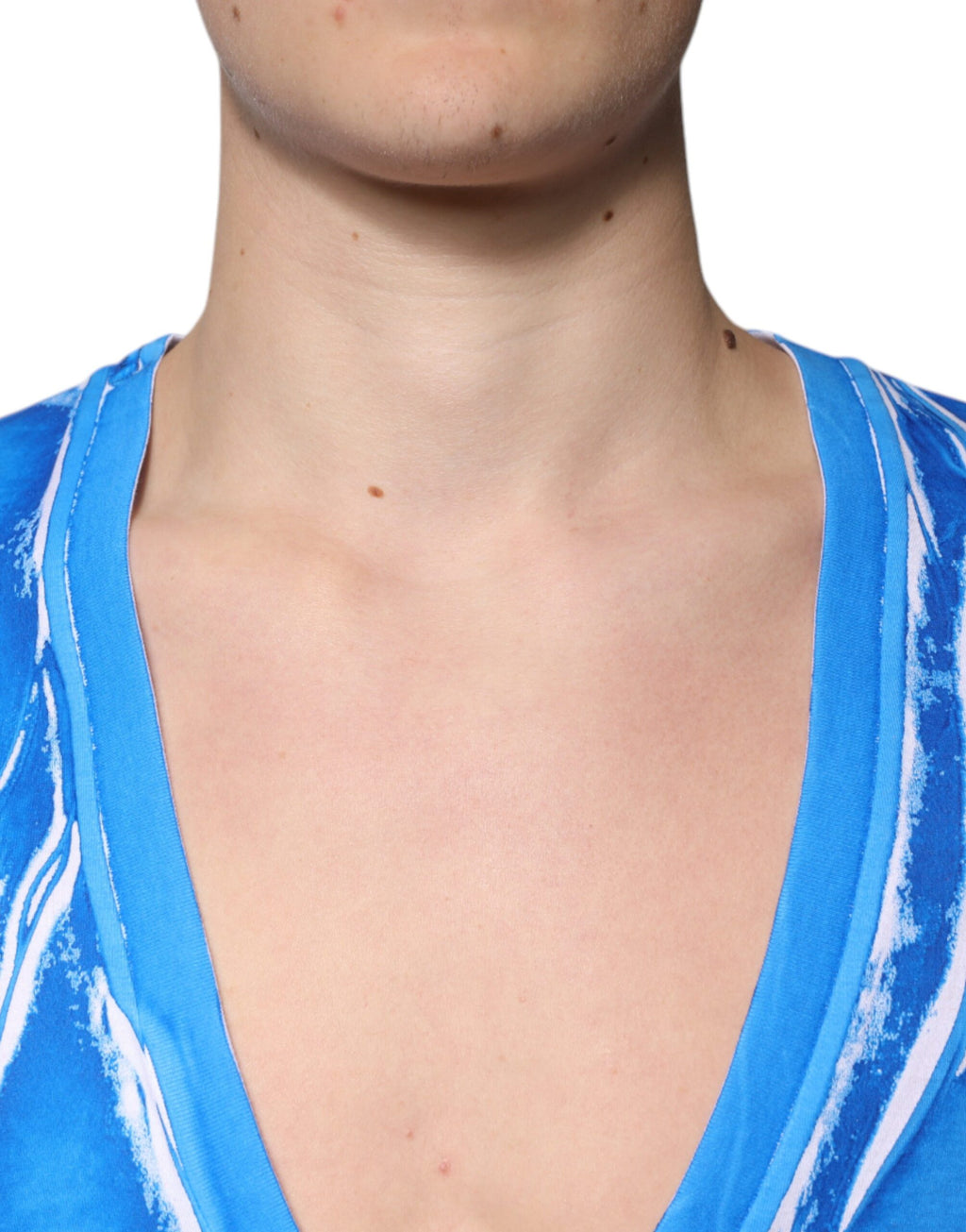 T-shirt Dolce & Gabbana en coton bleu à col en V et manches courtes