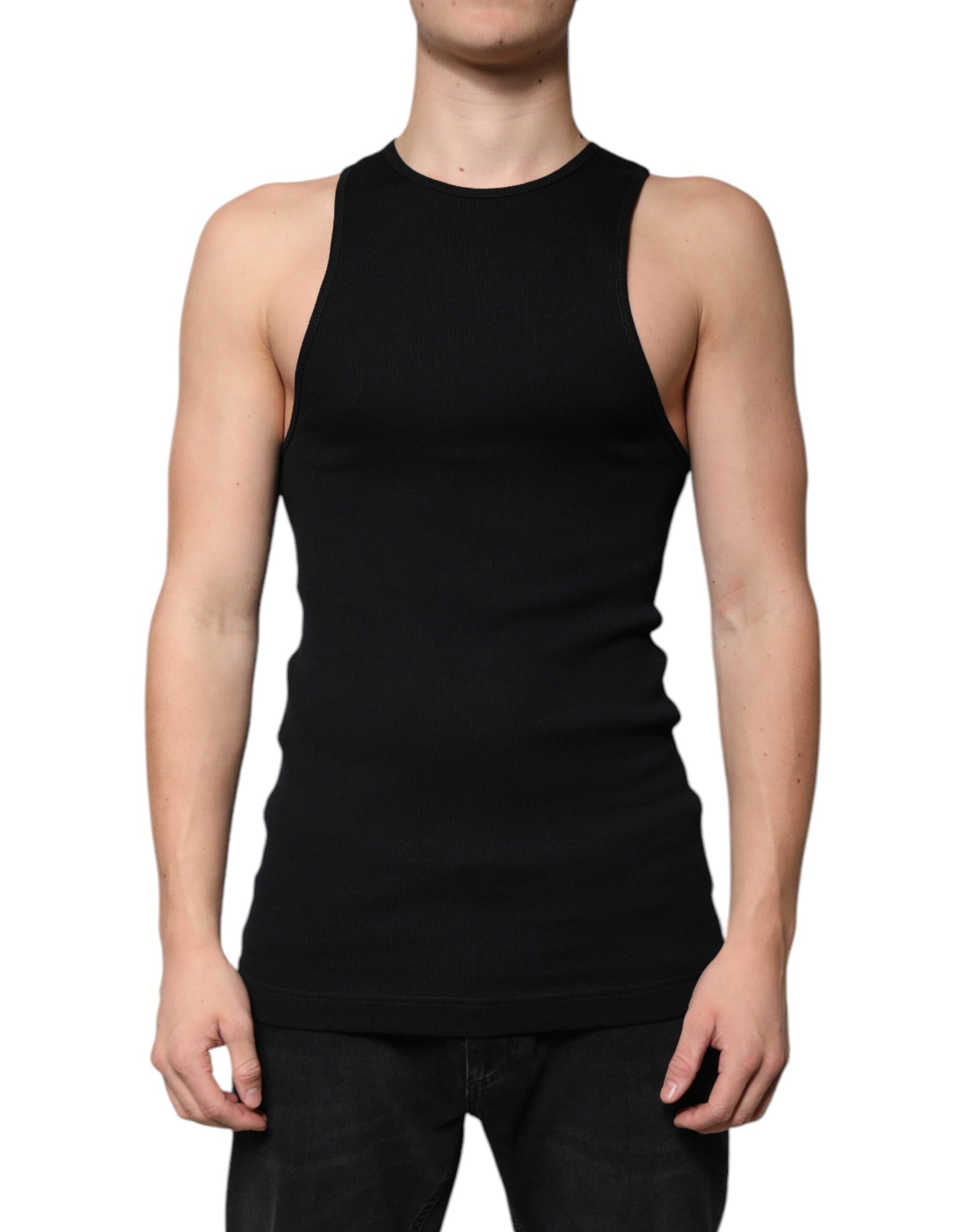 Débardeur Dolce & Gabbana en coton noir, sans manches, à col rond