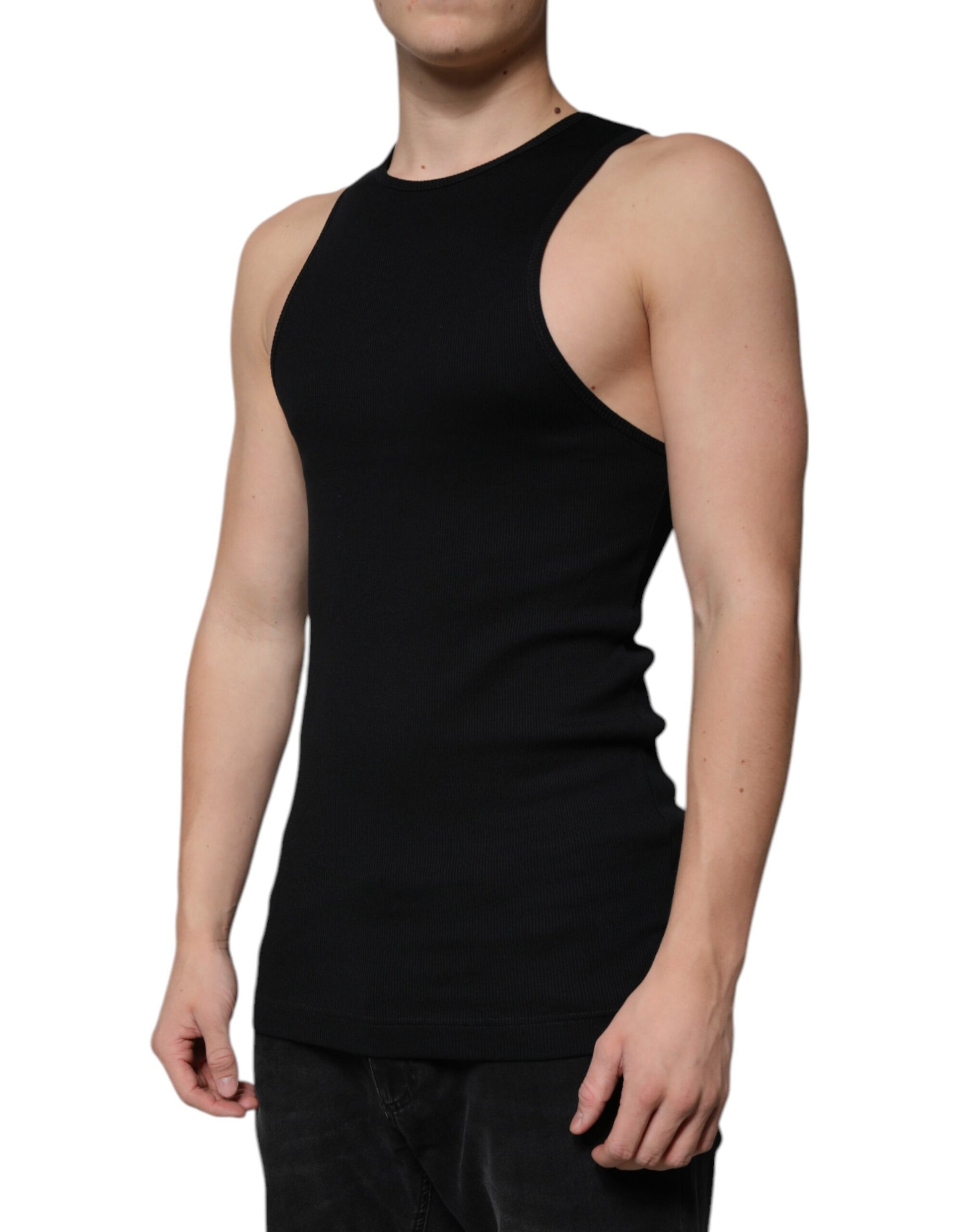 Débardeur Dolce & Gabbana en coton noir, sans manches, à col rond