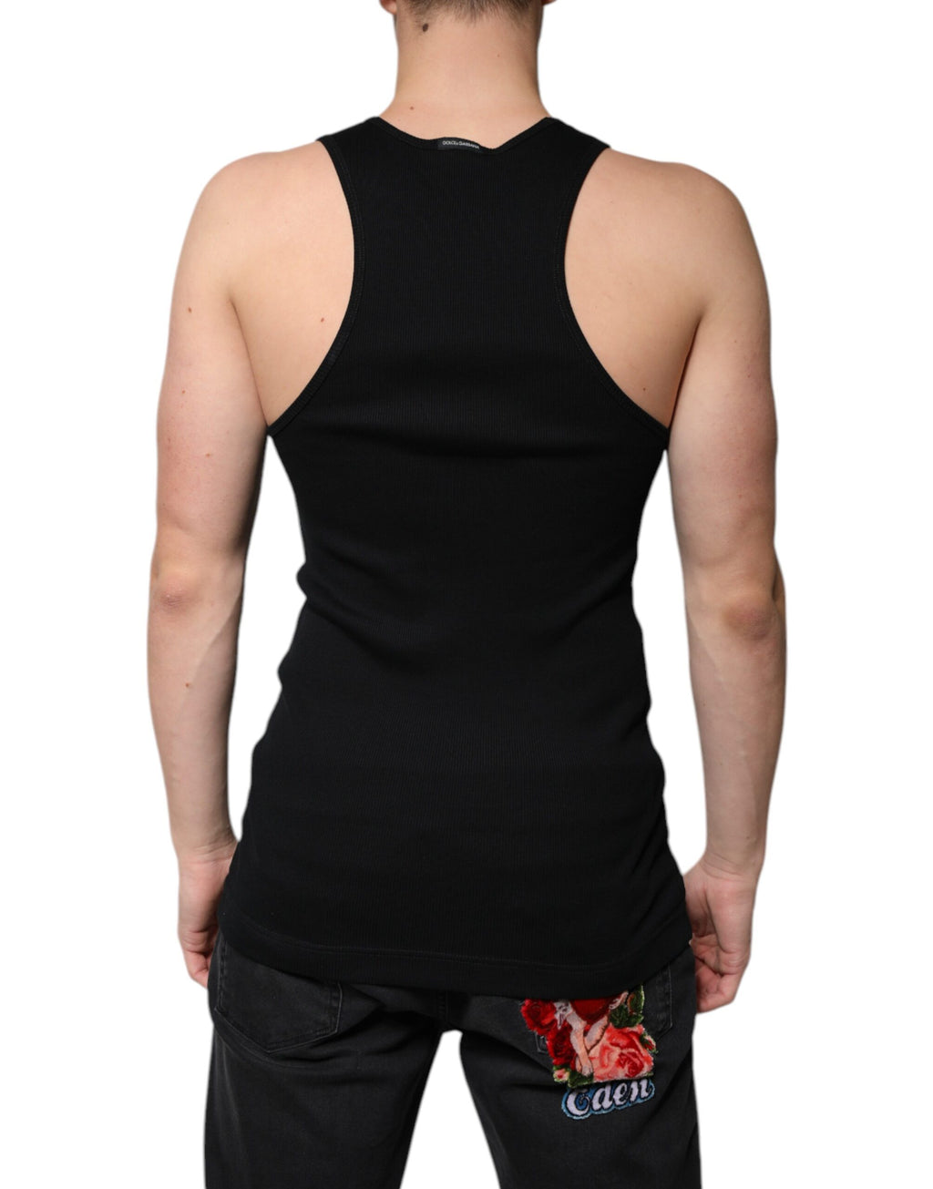 Débardeur Dolce & Gabbana en coton noir, sans manches, à col rond