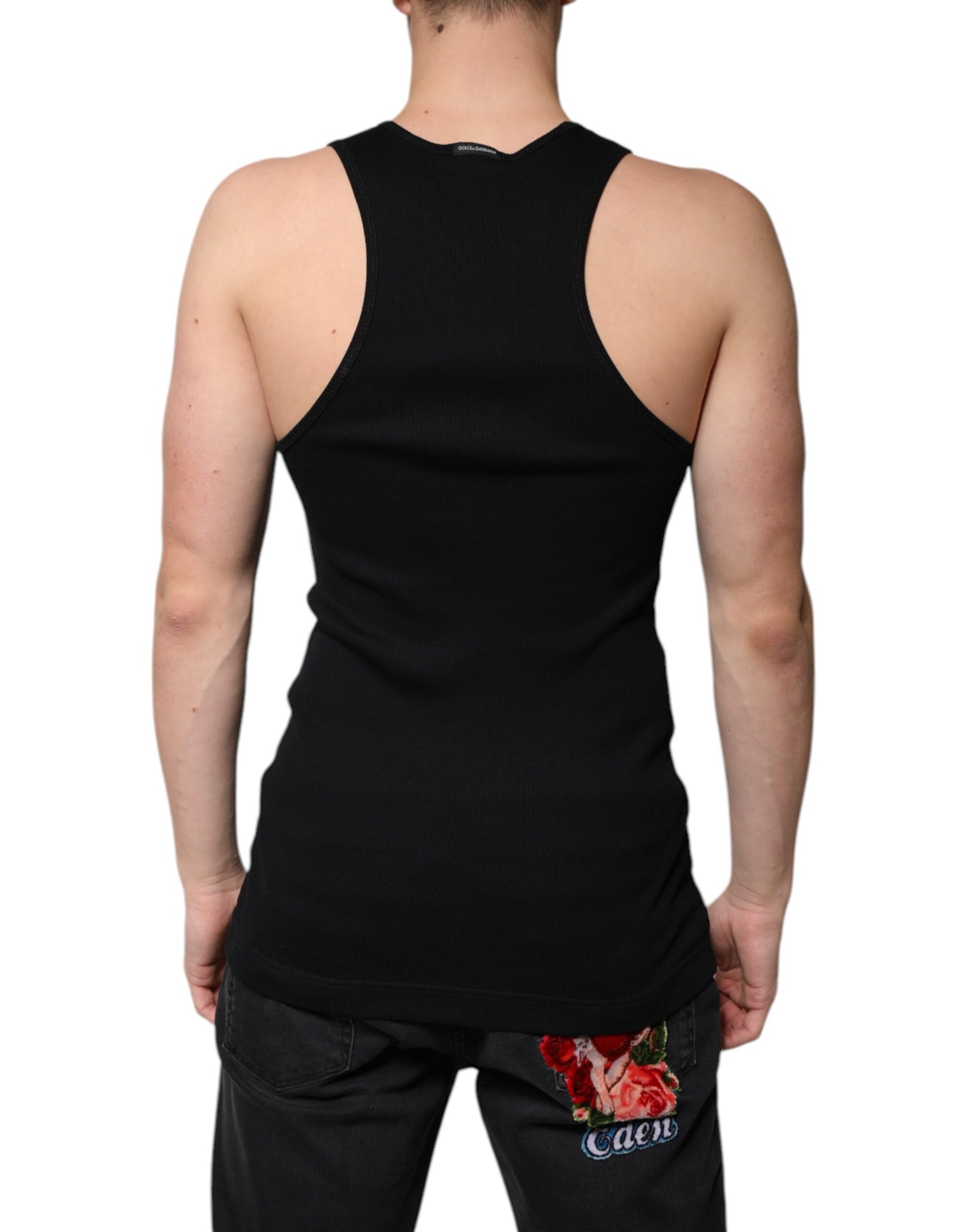 Débardeur Dolce & Gabbana en coton noir, sans manches, à col rond