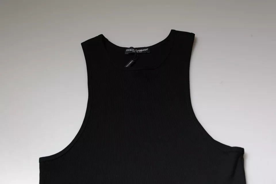 Débardeur Dolce & Gabbana en coton noir, sans manches, à col rond