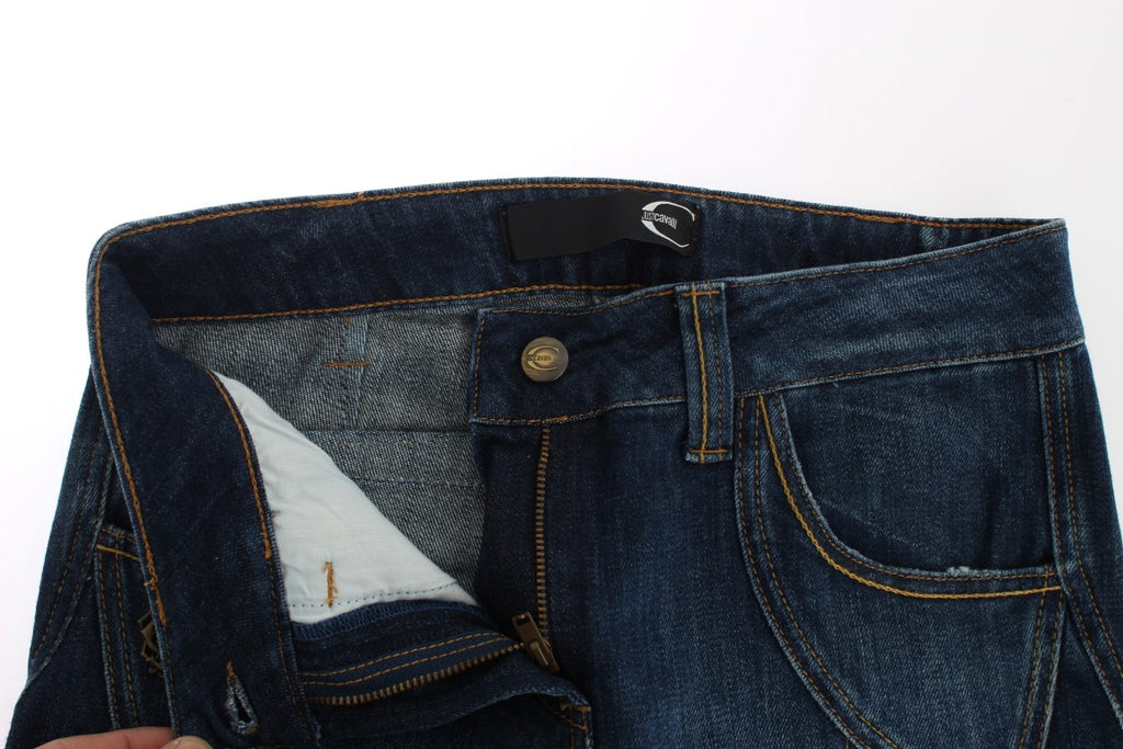 Cavalli – Blaue Stretch-Jeans aus Baumwolle mit niedriger Taille