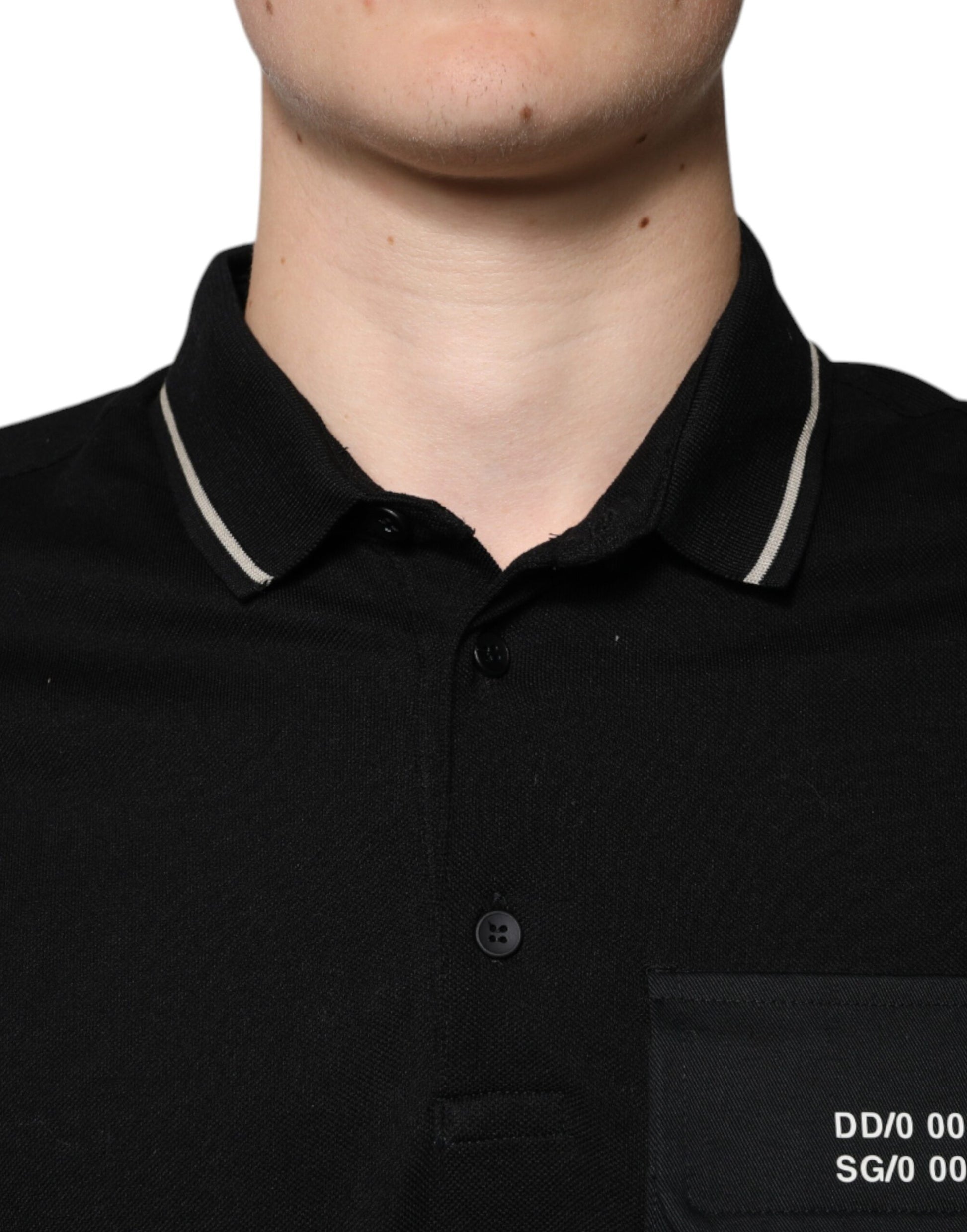 T-shirt Polo Manches Courtes en Coton Noir et Blanc Dolce & Gabbana