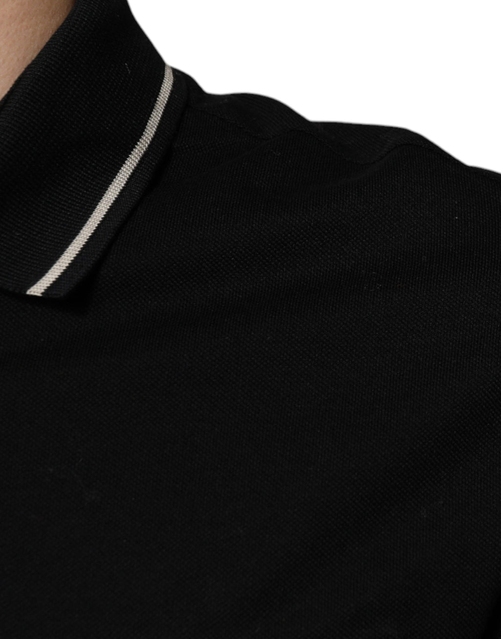 T-shirt Polo Manches Courtes en Coton Noir et Blanc Dolce & Gabbana