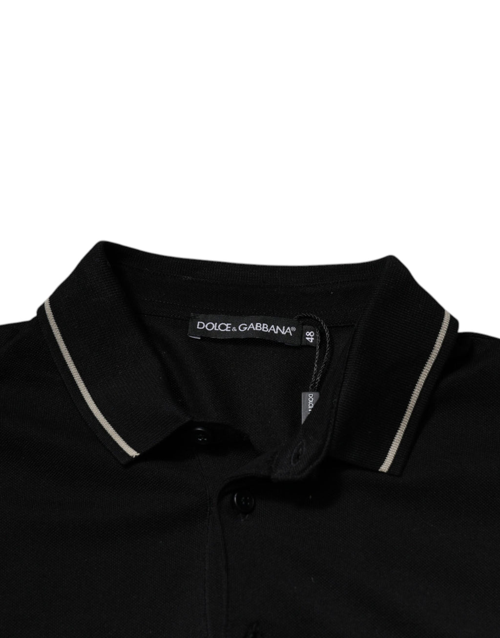 T-shirt Polo Manches Courtes en Coton Noir et Blanc Dolce & Gabbana