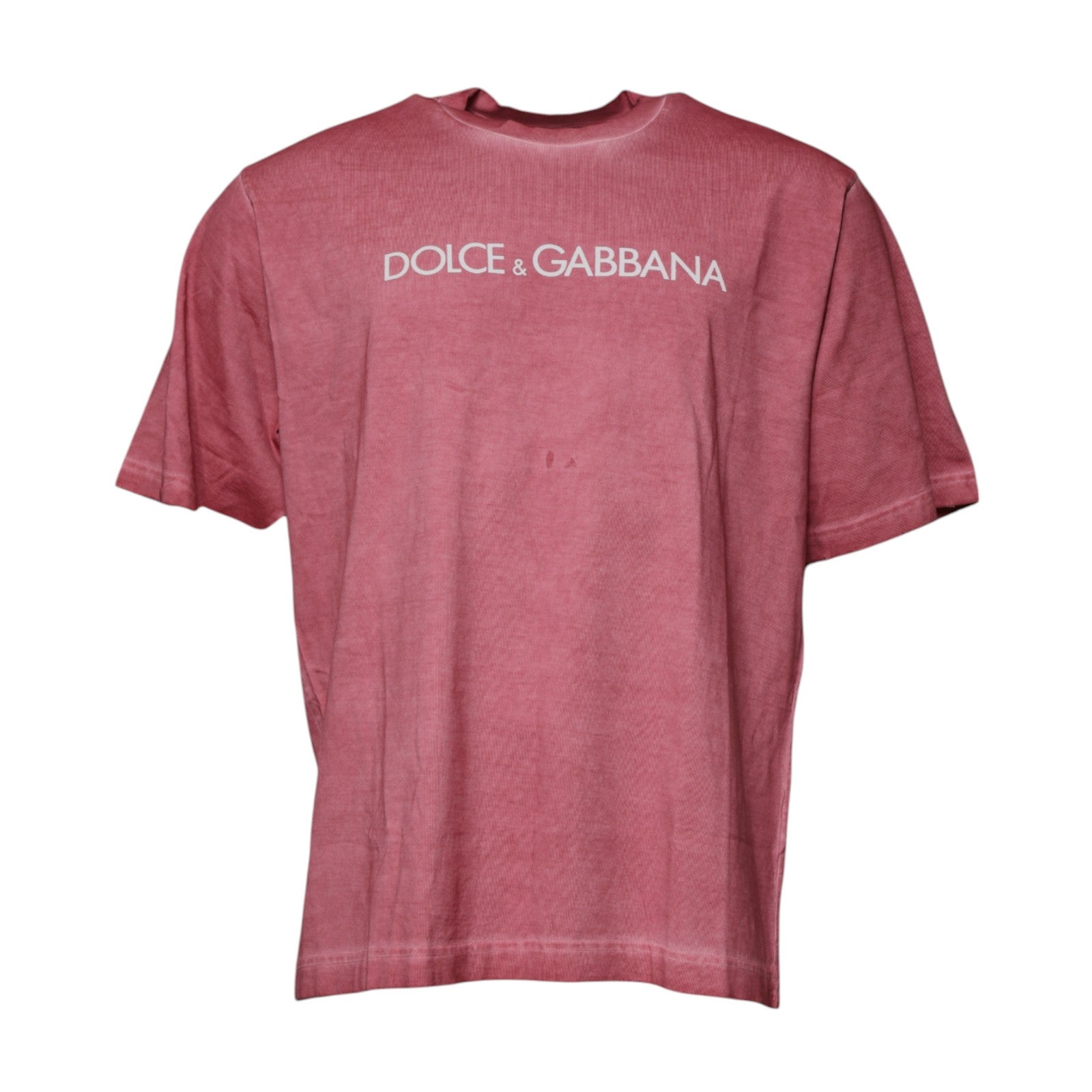 T-shirt en coton à col ras du cou et imprimé logo rose Dolce & Gabbana
