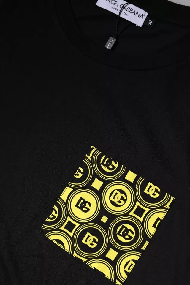 T-shirt Dolce & Gabbana en coton noir à manches courtes avec logo imprimé